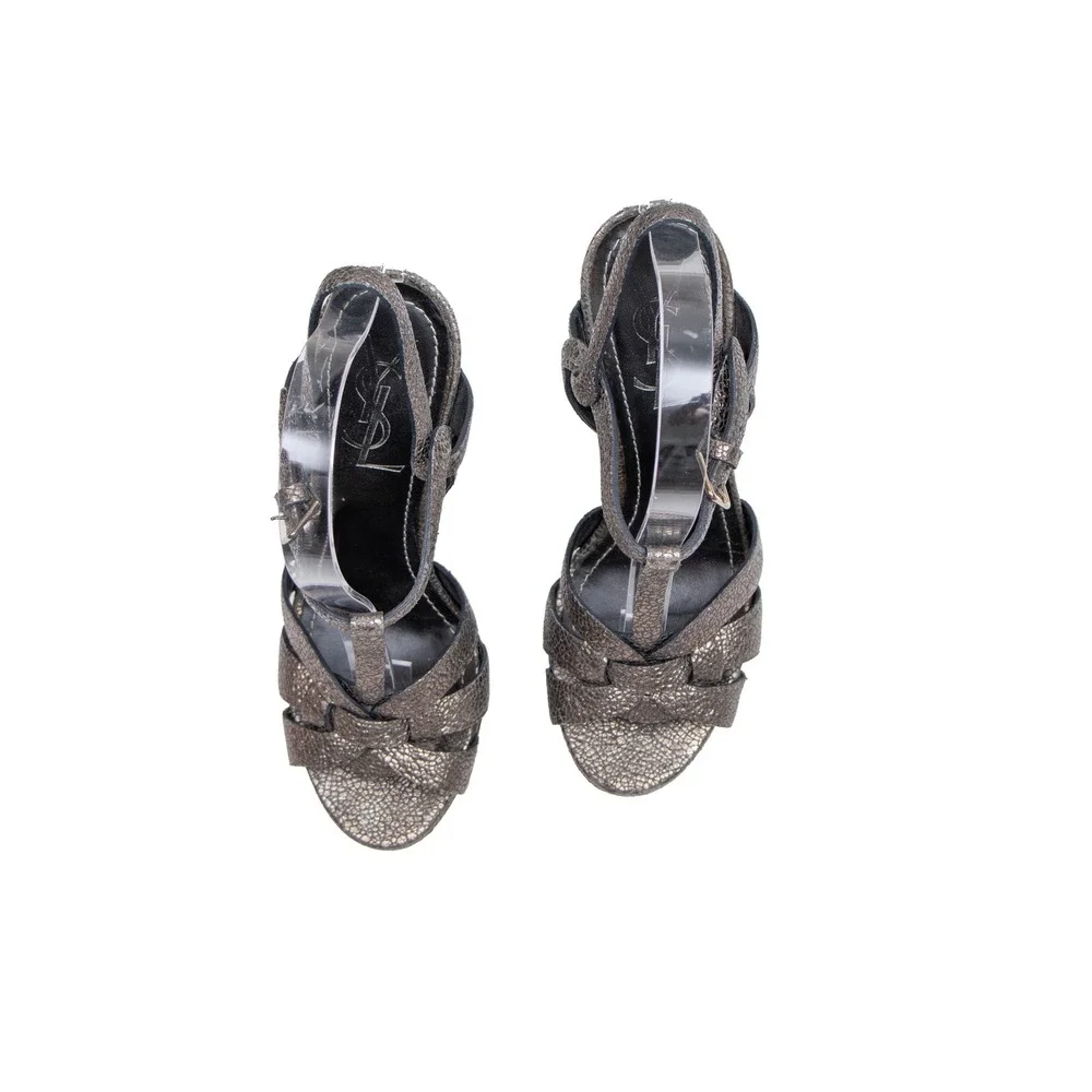 Saint Laurent‎ Tribute Platform Sandals – Metallic  – Size 36.5 EU / 6 US